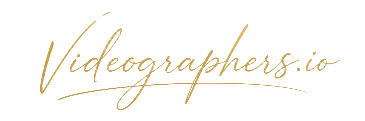 videographers.io logo: the wordmark in a flowing gold signature script with an underline flourish