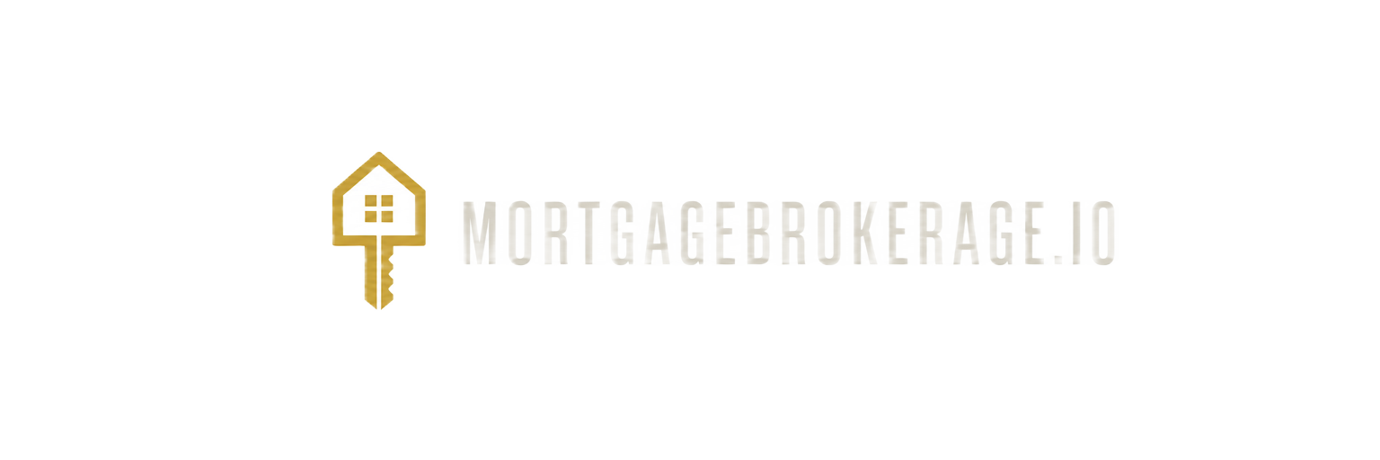 MortgageBrokerage.io logo: gold house-and-key emblem beside the wordmark