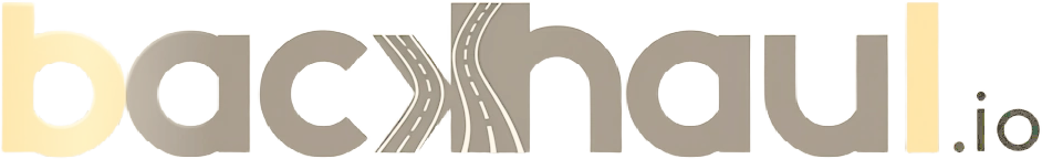 backhaul.io wordmark with a winding road and tire-track detail replacing the k and h